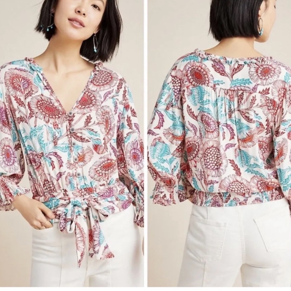 Anthropologie Tugboat Floral Top Size Small